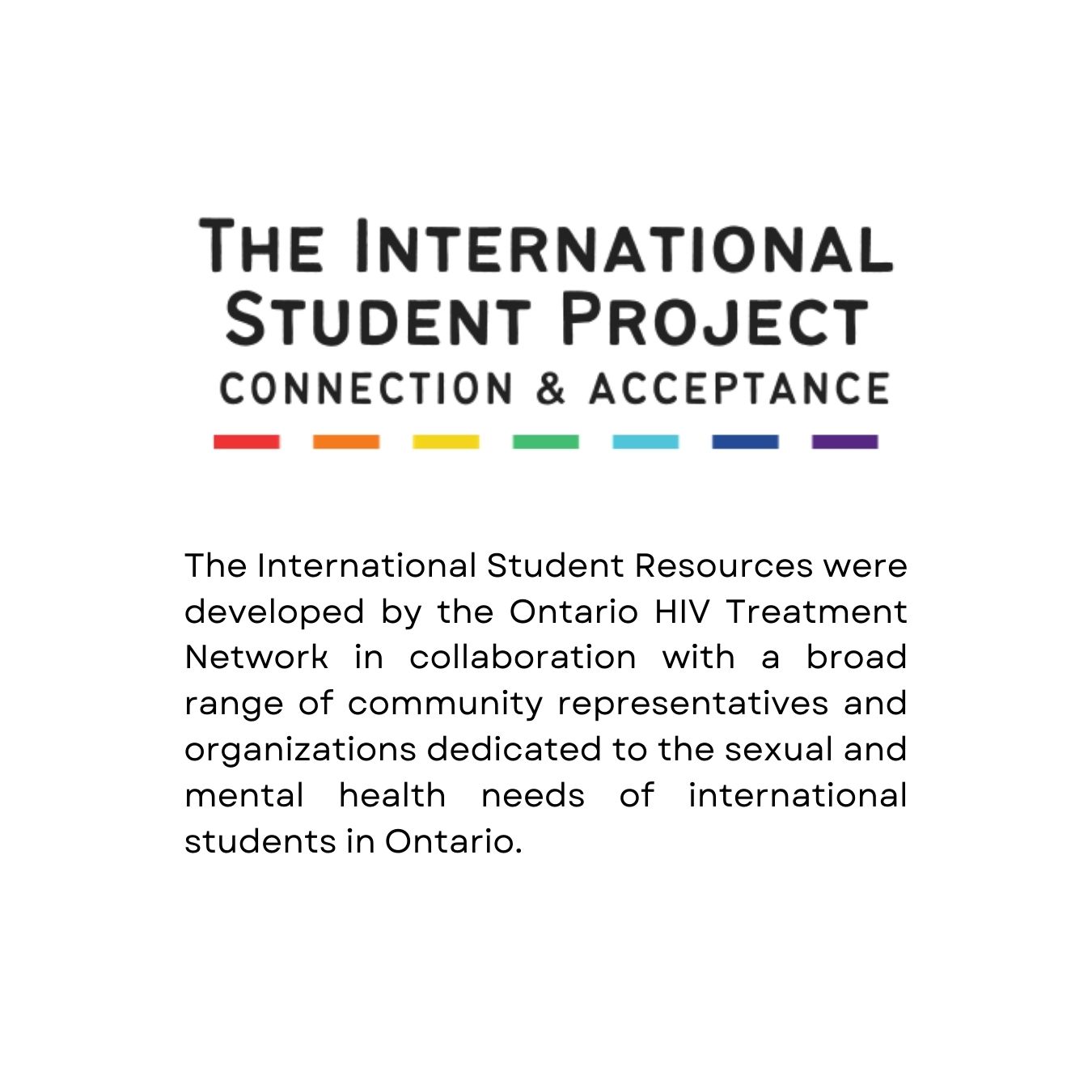 white background with black text, title reads "The International Student Project" description explains who the resources were developed by