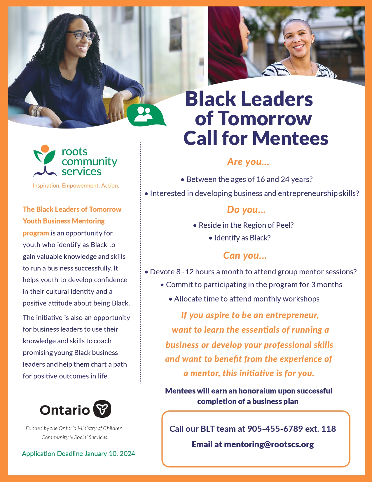 Black Leaders of Tomorrow Call for Mentees Flyer